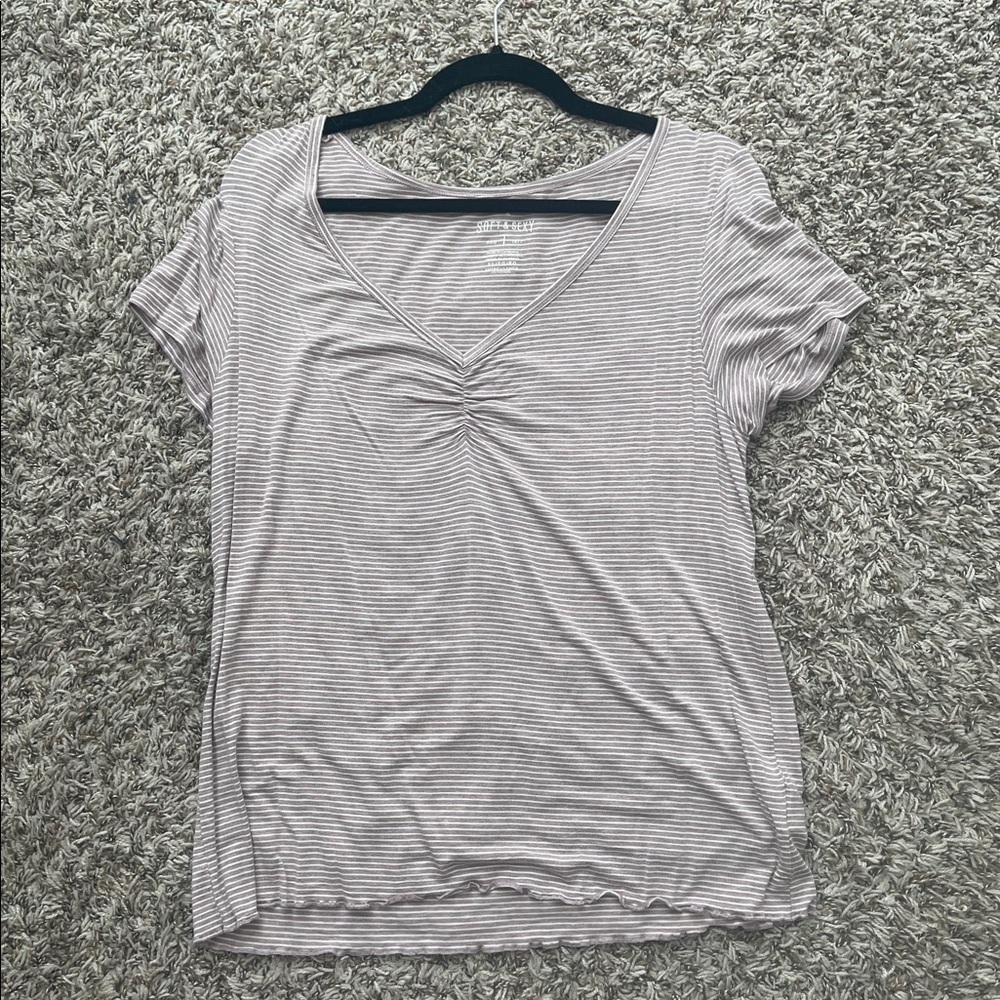 Striped American eagle v neck